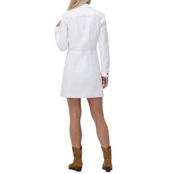 Frye Women's 100% Cotton Form Fitting Buttons Pockets Mini Denim Dress L - Picture 6 of 9